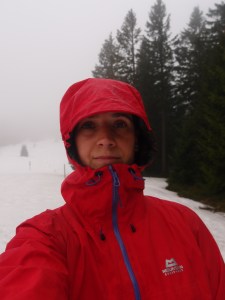 Einmal anhalten, um festzuhalten: In Schnee und Nebel das Herzogenhorn hinauf...