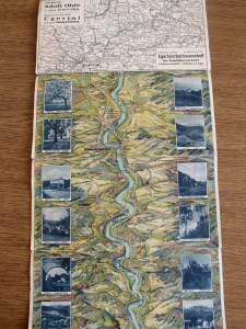 Ich will euch die Karten nicht vorenthalten, mit der wir navigiert haben: Eine fast auseinanderfallende alte Übersichtskarte des Egertals von meiner Oma (Datum unbekannt)...